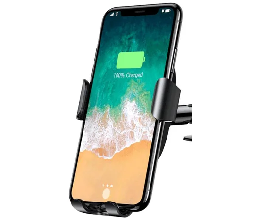 Автодержатель Baseus Gravity (WXYL-A01) (на присоске) c беспроводной зарядкой Черный