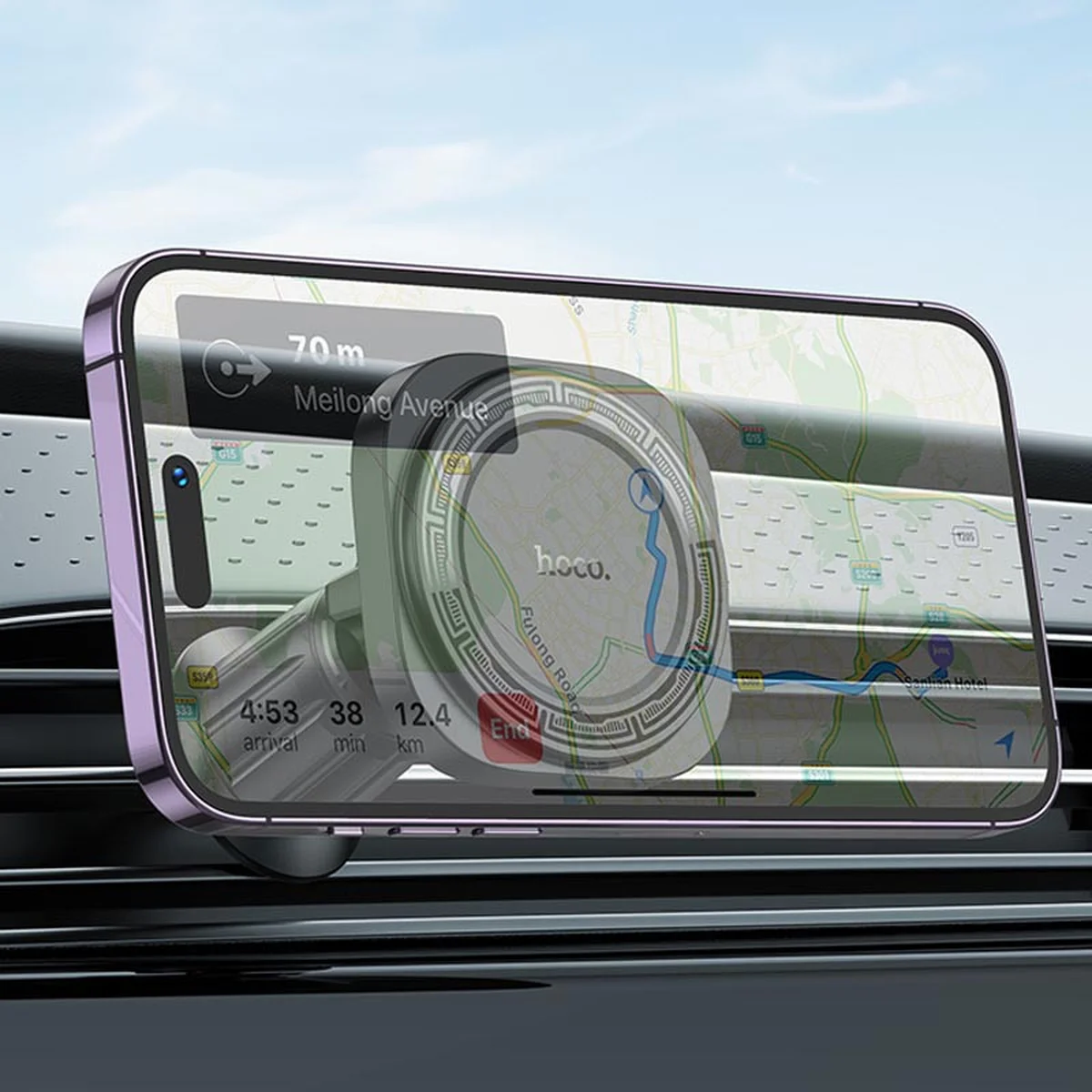 Автотримач Hoco H28 Rainbow ring magnetic (air outlet) Black