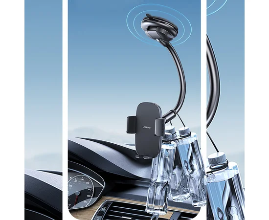Автодержатель Usams US-ZJ065 Car Center Console Retractable Phone Holder (Adjustable Gooseneck) Black