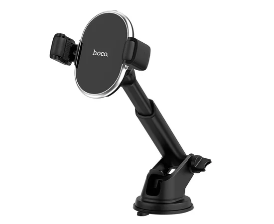 Автодержатель Hoco S12 с беспроводным зарядным устройством Черно - стальной