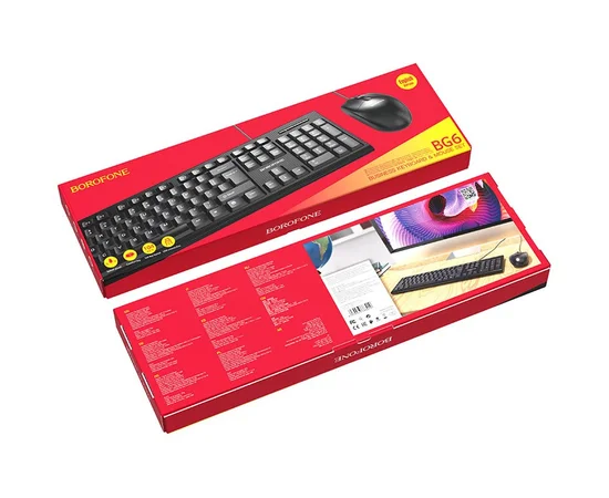 Набор клавиатура (кир.) + мышь Borofone BG6 Черный