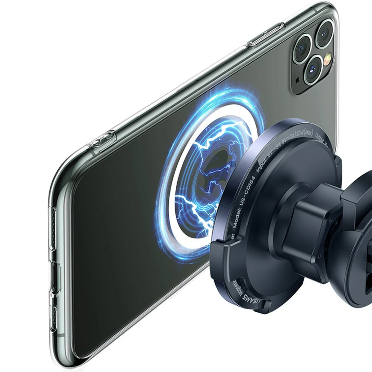 Автодержатель с БЗУ USAMS US-CD164 Ultra-Slim 15W Черный