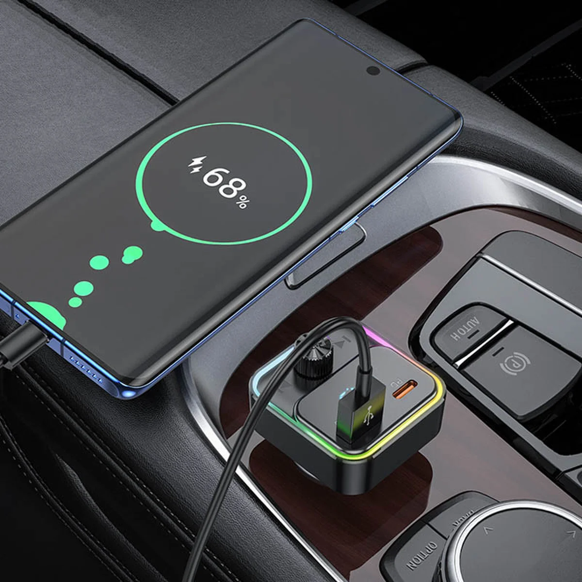 АЗУ FM модулятор Hoco E81 Fantasy PD30W+QC3.0 Black