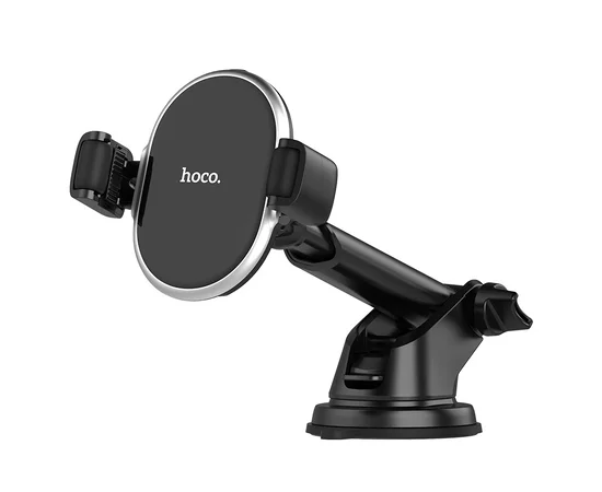 Автодержатель Hoco S12 с беспроводным зарядным устройством Черно - стальной