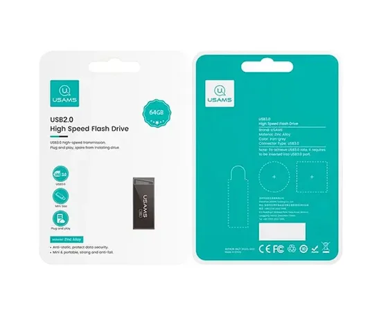 Флеш накопитель USAMS US-ZB207 USB2.0 High Speed Flash Drive 64 Gb Iron-grey