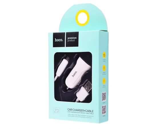 АЗУ Hoco Z2 Charger + Cable (Micro) 1.5A 1USB Белый