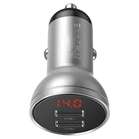 АЗУ Baseus Digital Display Dual USB 4.8A Car Charger 24W (CCBX) Срібний
