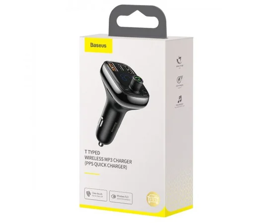 АЗУ FM модулятор Baseus T typed S-13 (PPS QC) 2USB + Type-C (CCTM) Черный
