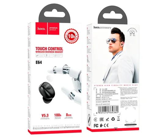 Bluetooth моно-гарнитура HOCO E64 mini Black