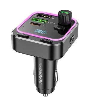 АЗУ FM модулятор Borofone BC53 Highway PD20W+QC3.0 Black