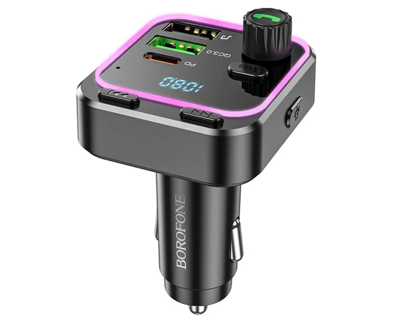 АЗУ FM модулятор Borofone BC53 Highway PD20W+QC3.0 Black