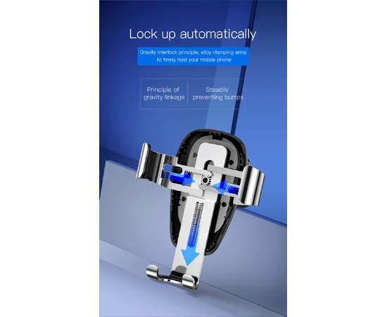 Автодержатель Baseus Metal Gravity (WXYL-B0) c беспроводной зарядкой Серый