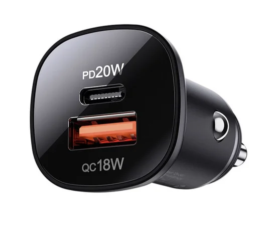 АЗУ Acefast B1 mini 38W (USB-C+USB-A) dual-port metal car charger Black