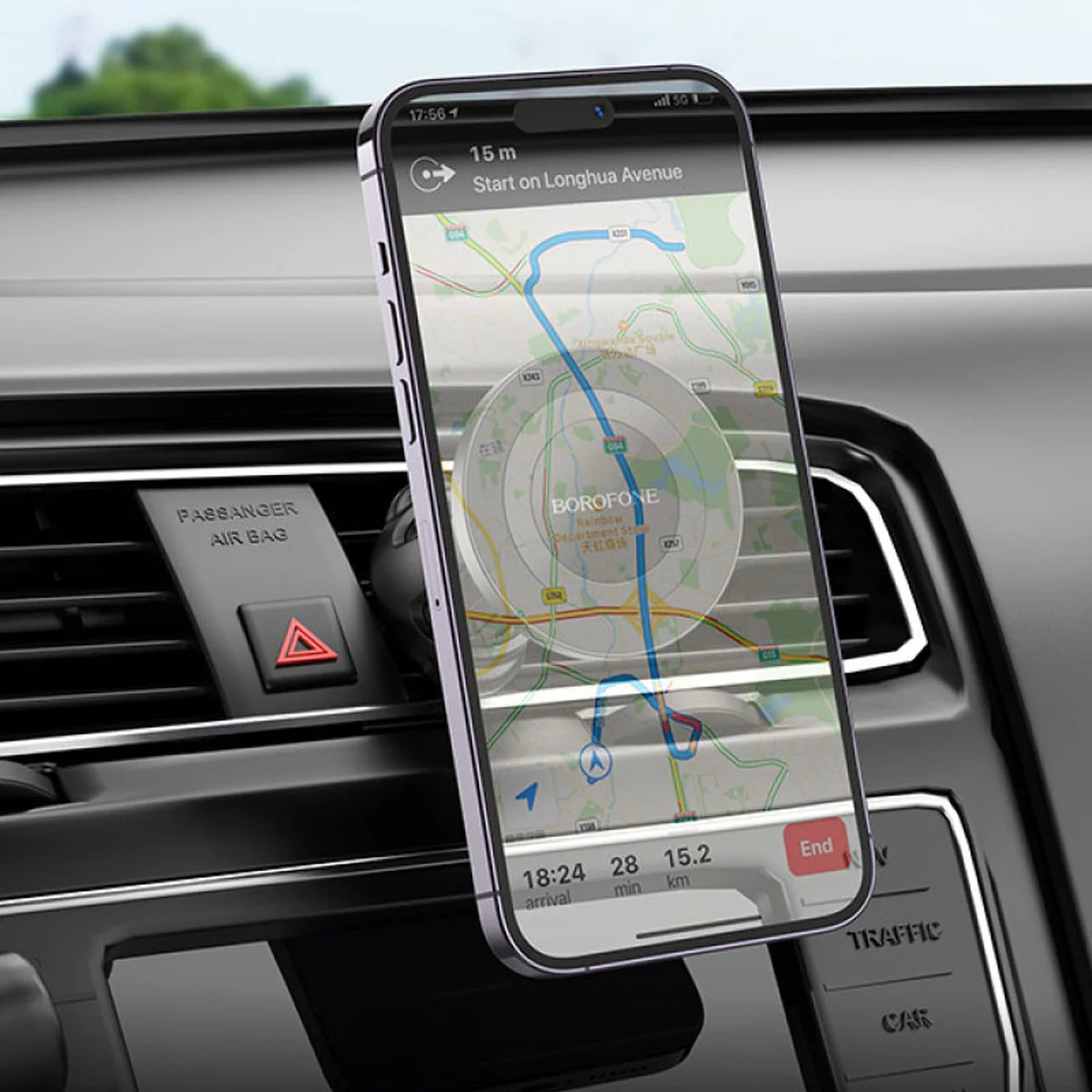 Автоутримувач Borofone BH90 Ring magnetic (air outlet) Black