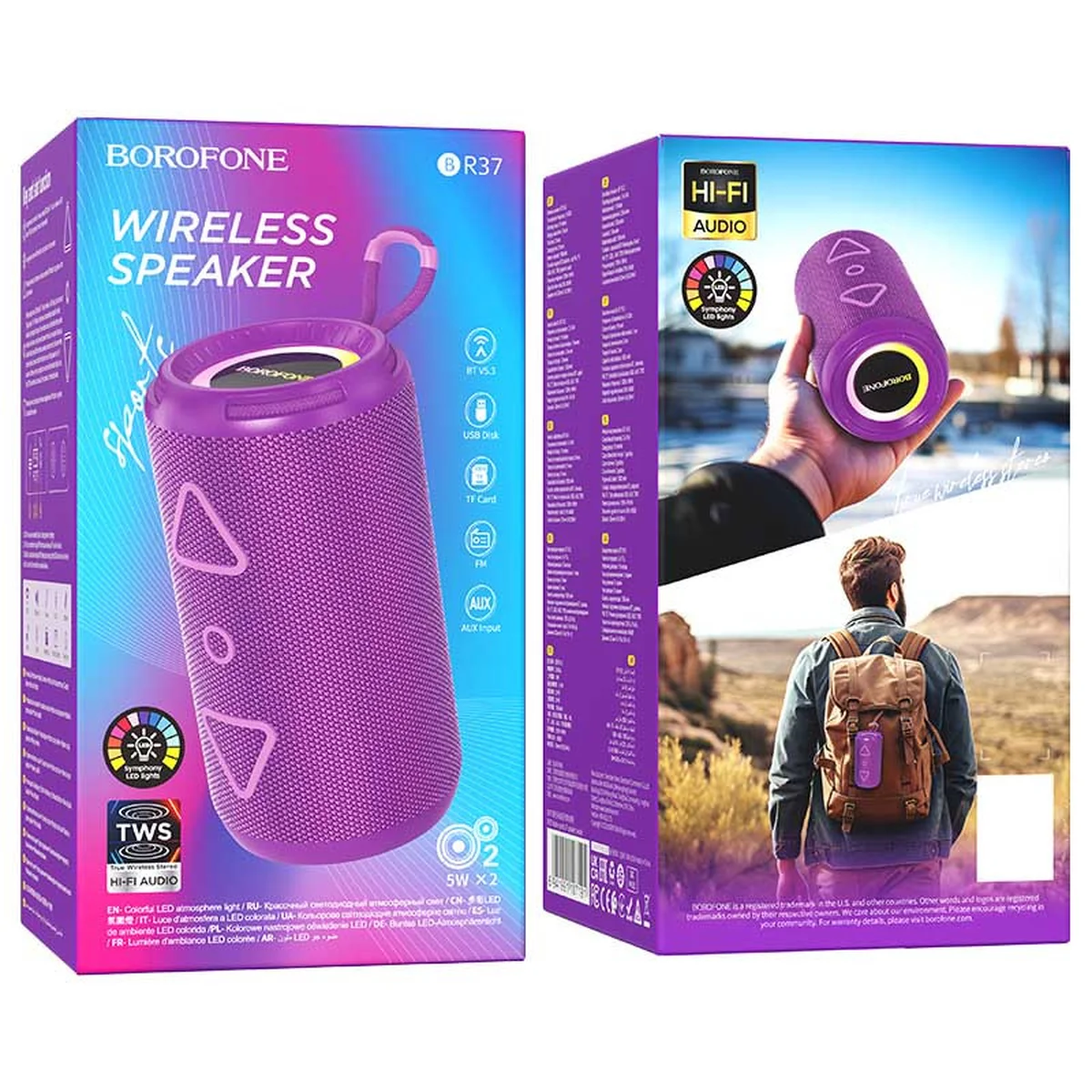 Bluetooth Колонка Borofone BR37 Noble sports Purple