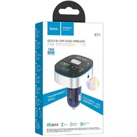 АЗУ FM модулятор Hoco E71 Crystal transparent QC3.0 Dark blue