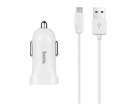 АЗУ Hoco Z2A (2USB 2.4A) (+кабель microUSB) Белый