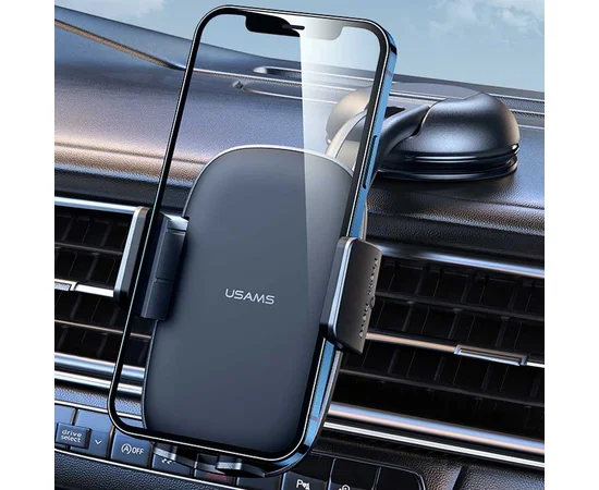 Автодержатель Usams US-ZJ063 Car Center Console Retractable Phone Holder Черный