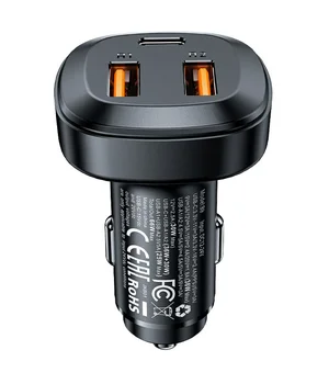 АЗУ Acefast B9 66W (2USB-A+USB-C) three port metal car charger Black