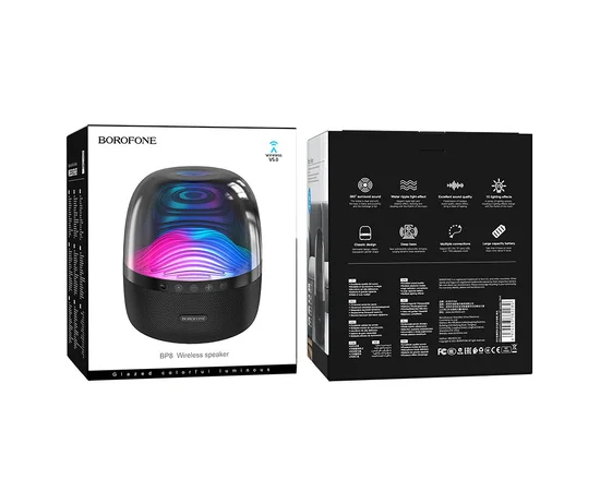 Bluetooth Колонка Borofone BP8 Glazed colorful luminous Черный