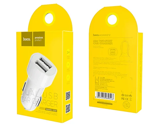 АЗУ Hoco Z2A (2USB 2.4A) (+кабель Lighthing) Белый