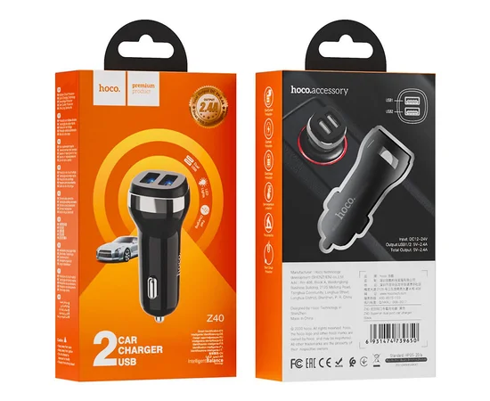 АЗУ Hoco Z40 (2USB 2.4A) Черный