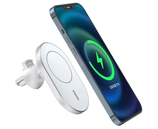 Автодержатель с БЗУ Wiwu MagSafe Wireless Charger Car mount CH-306 15W  White