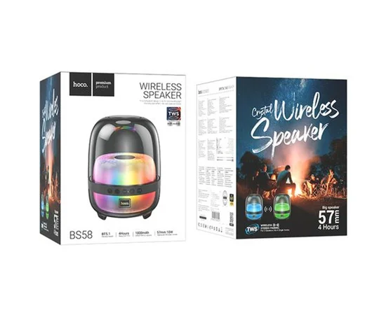 Bluetooth Колонка Hoco BS58 Crystal colorful luminous Magic black night