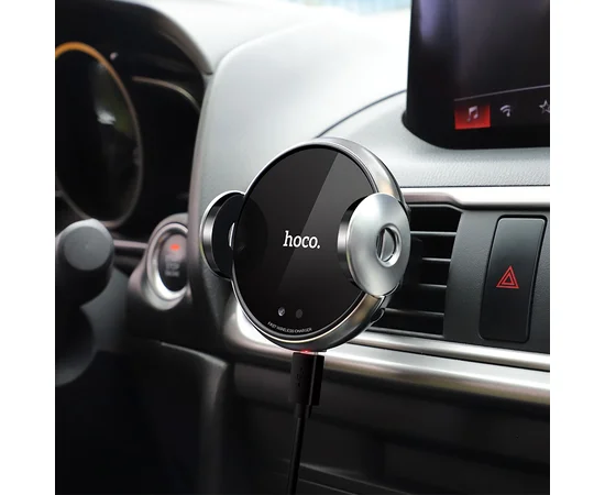 Автодержатель Hoco CA48 2in1 с беспроводным зарядным устройством Черный