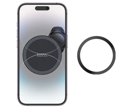 Автодержатель Hoco H23 Alma metal ring magnetic (air outlet) Black / Metal gray