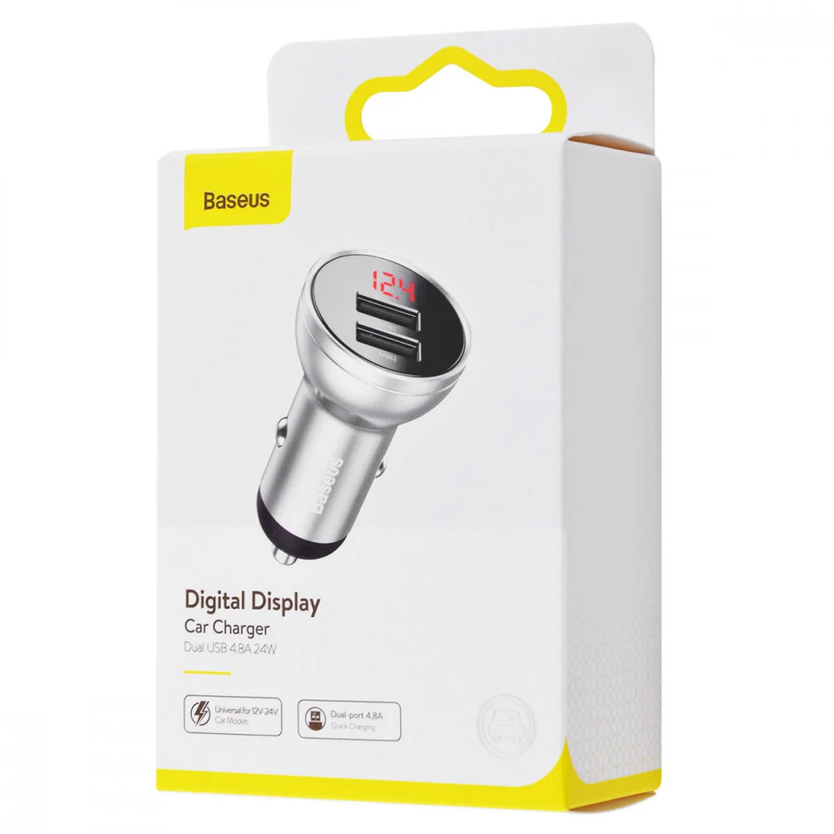 АЗУ Baseus Digital Display Dual USB 4.8A Car Charger 24W (CCBX) Срібний