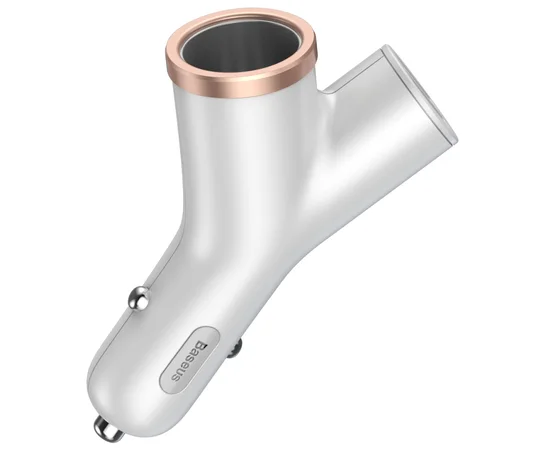 АЗУ Baseus Y-Type USB + Прикуриватель 3.4A 2USB Белый