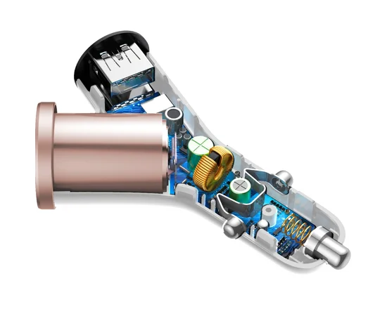 АЗУ Baseus Y-Type USB + Прикуриватель 3.4A 2USB Белый