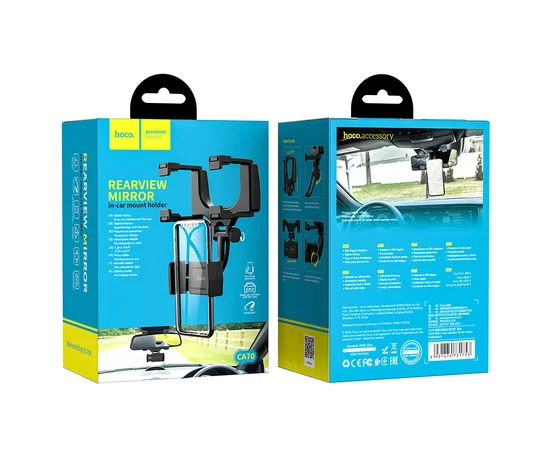 Автодержатель Hoco CA70 на зеркало заднего вида Черный