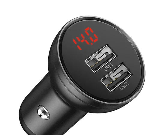 АЗУ Baseus Digital Display Dual USB 4.8A Car Charger 24W tarnish
