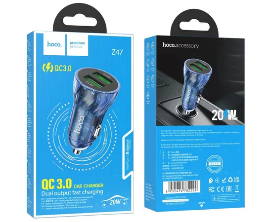 АЗУ Hoco Z47 Transparent Discovery Edition QC3.0 Transparent blue