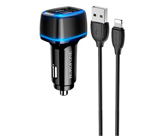 АЗУ Borofone BZ14 Max (2USB/2.4A) + Lightning Черный