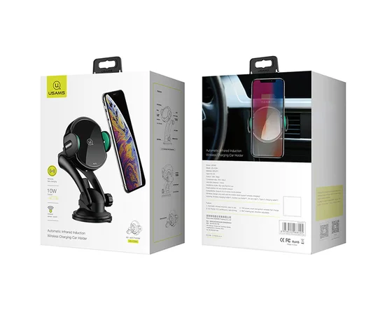 Автодержатель с БЗУ Usams US-CD94 Automatic Infrared Induction Черный