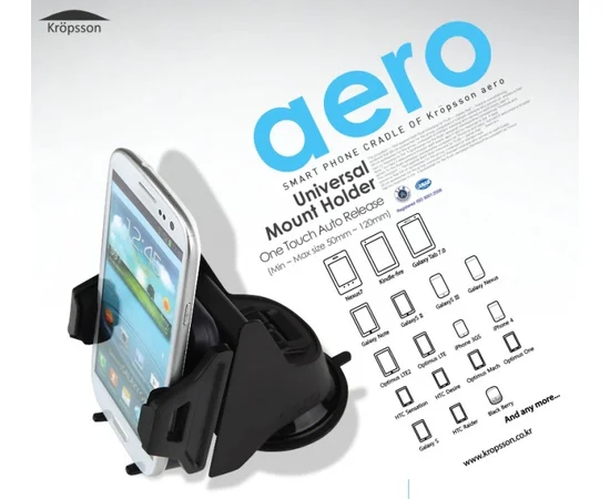Автодержатель для смартфона 3 - 5,3 дюйма на торпеду Kropsson Aero Черный