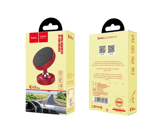 Автодержатель Hoco CA36 plus магнитный Красный