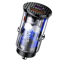 АЗУ Usams US-CC127 C25 42.5W + PD 20W Mini Прозрачный / Черный