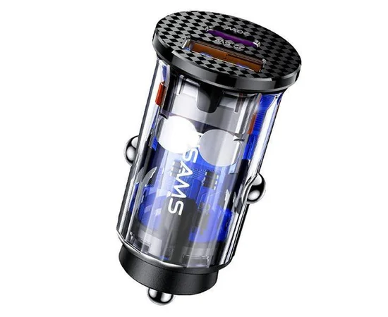 АЗУ Usams US-CC127 C25 42.5W + PD 20W Mini Прозрачный / Черный