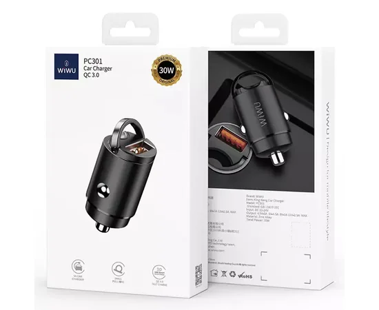 АЗУ WIWU PC301 Mini Car Charger (USB-A QC 4.0/30W/5A) Черный