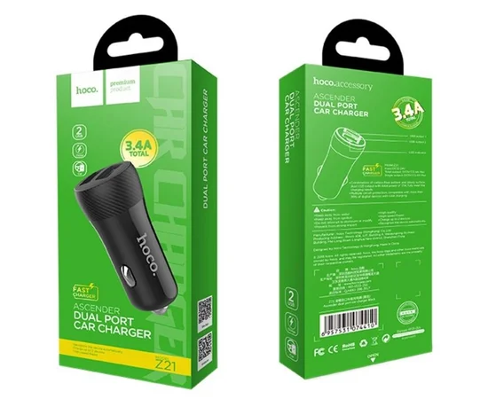 АЗУ Hoco Z21 2USB/3.4A black