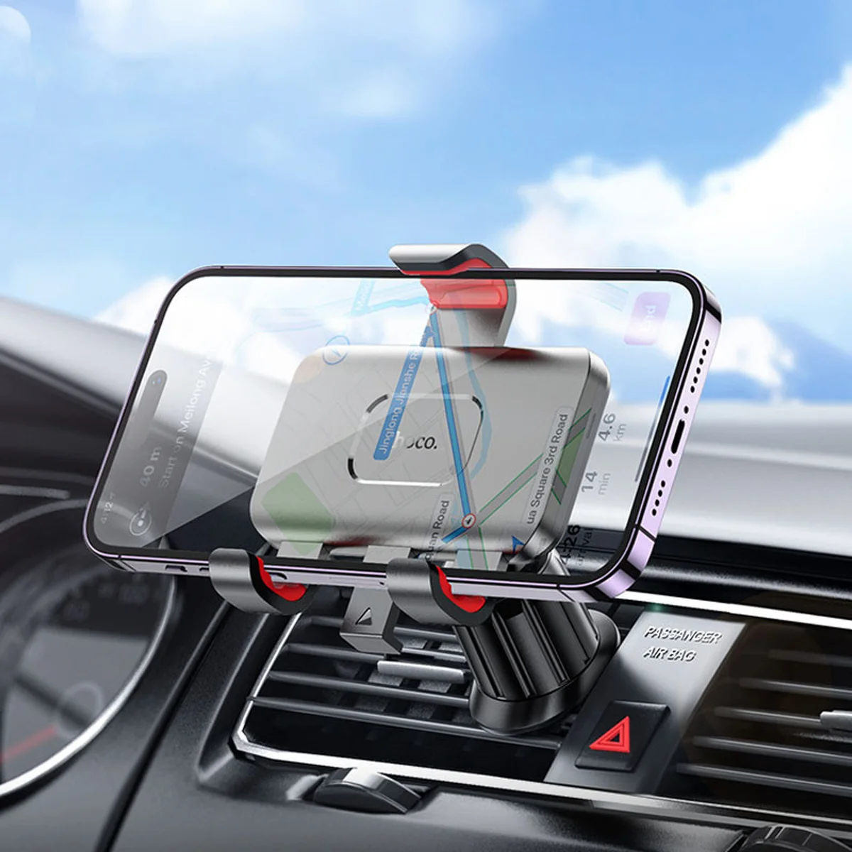 Автотримач Hoco H21 Dragon автоматичний clamp (air outlet) Red and black