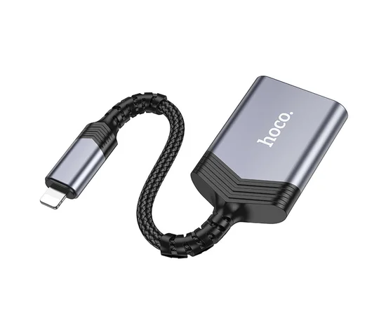 Картридер Hoco UA25 2in1 Lightning Metal gray