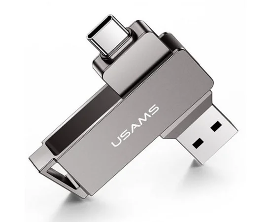 Флеш накопитель USAMS US-ZB200 Type-C+ USB3.0 Rotatable High Speed Flash Drive 64 Gb Iron-grey