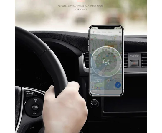 Автодержатель USAMS US-CD44 Magnetic Air Vent с QI зарядкой Черный
