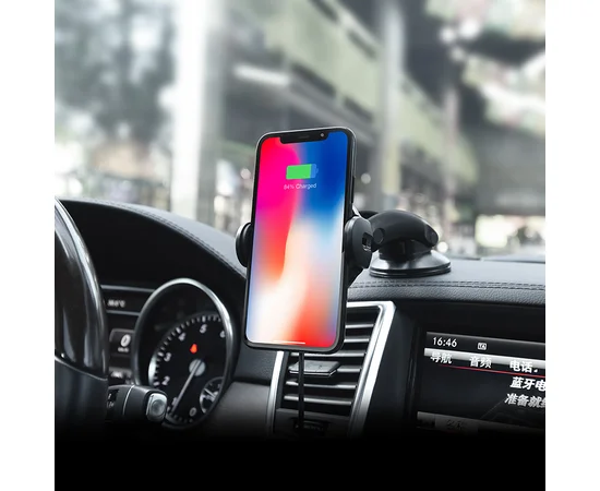 Автодержатель Hoco CA35 Plus с автозахватом и беспроводной зарядкой Черный