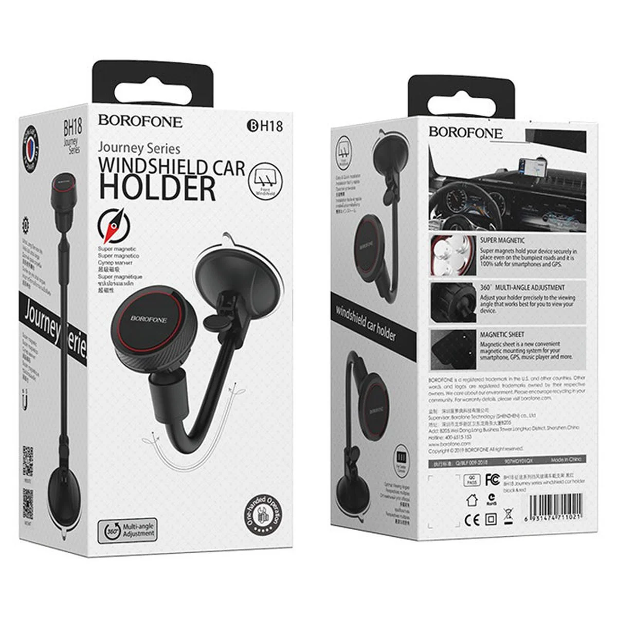 Автодержатель Borofone BH18 Черный / Красный